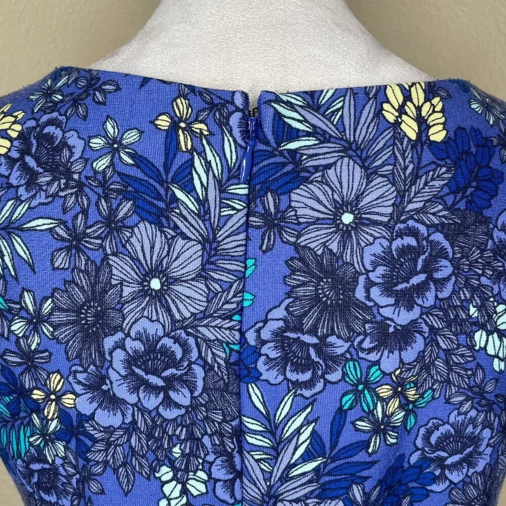 Talbots Floral Sheath Dress Blue Purple Sleeveless Knee Length Stretch Sz Large - Picture 5 of 12